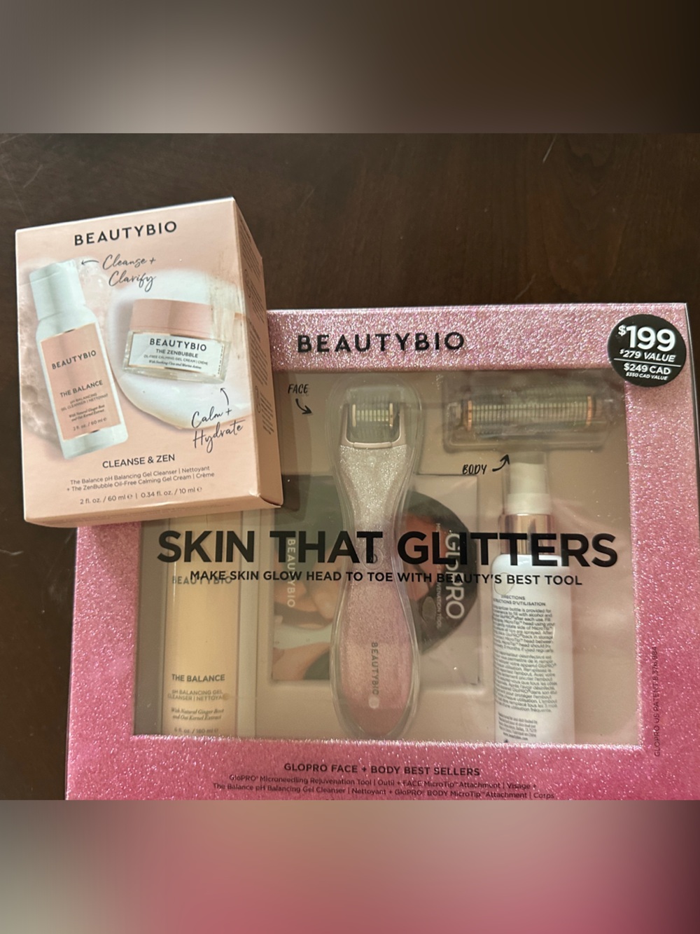 BEAUTYBIO Skin That Glitters Set in Pink — Micro-Needling Kit with Cleanse & Zen